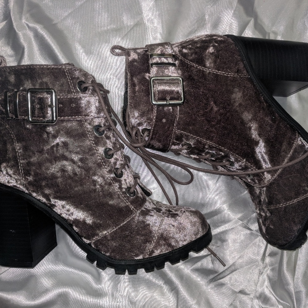 Crushed Velvet Ankle Boots